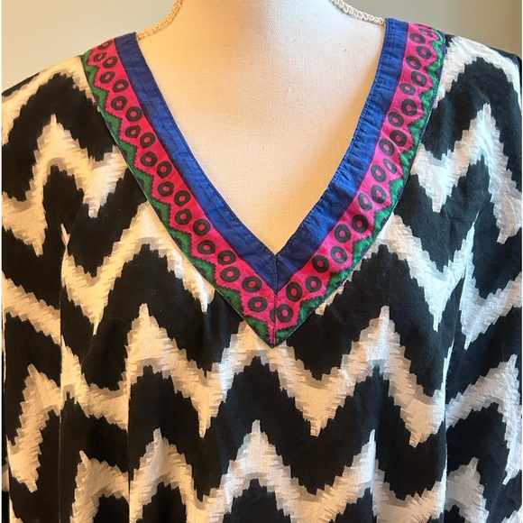 La Leela Cotton Chevron Print  Swimsuit Coverup - Picture 2 of 10